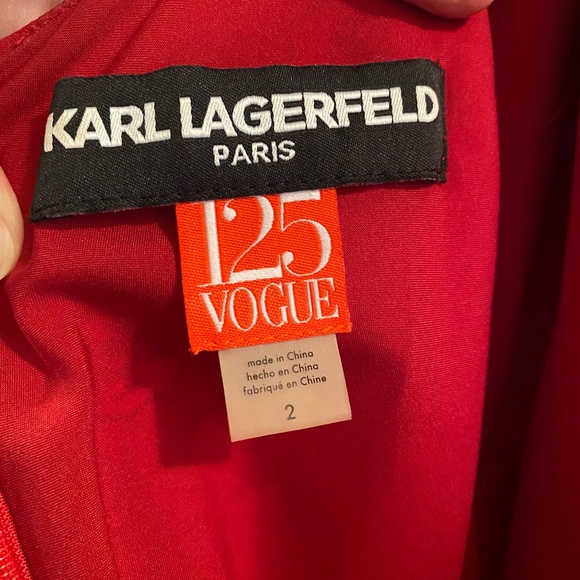 Karl Lagerfeld Paris slip dress, Sz 2, Red and pink - Picture 4 of 5